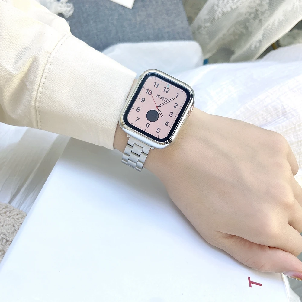 Ремешок из нержавеющей стали для Apple Watch Band 5 4 3 2 6SE тонкий легкий металлический
