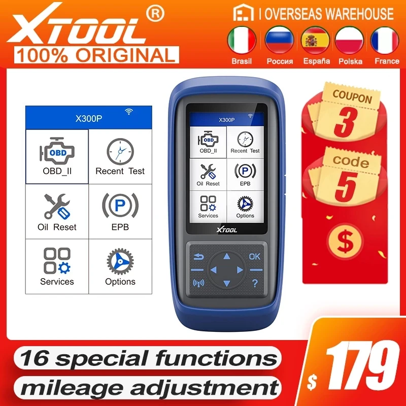 

Инструмент сброса масла XTOOL X300P OBD2, ABS/BRT/EPB/TPS/DPF/SRS/TPMS/Инициализация окон/Подушка безопасности/головсветильник/пневматическая подвеска