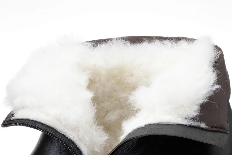 AIYUQI Winter Boots Women Genuine Leather Big Size Mother Wedge Boot Black Platform Boots Thick Wool Ankle Boots