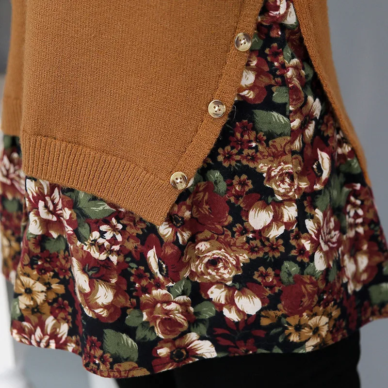 

Autumn Maternity Sweaters Korean Patchwork Pullovers Shirts Floral Printed Tops For Pregnant Women Clothing Pregnancy Clothes