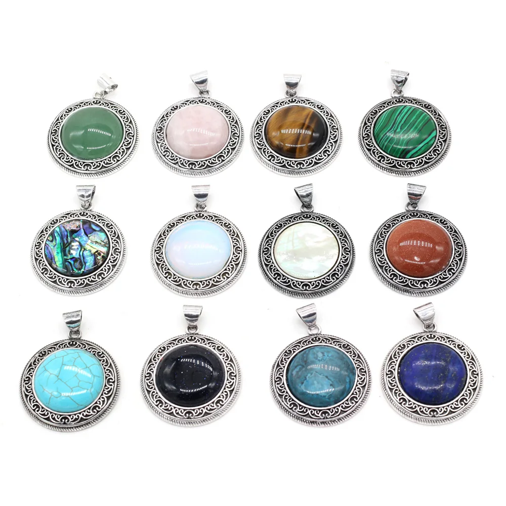 

Natural Stone Pendant Necklace Exquisite Abalone Shell Agates Crystal Amethysts Charm for Women Making Jewelry Necklace Bracelet