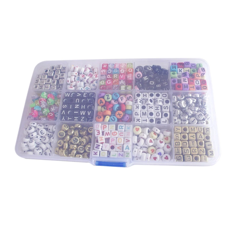 

1000Pcs/set Mixed Letter Acrylic Beads 15 Different Types for DIY Bracelet Necklace Handmade Crafts LBV
