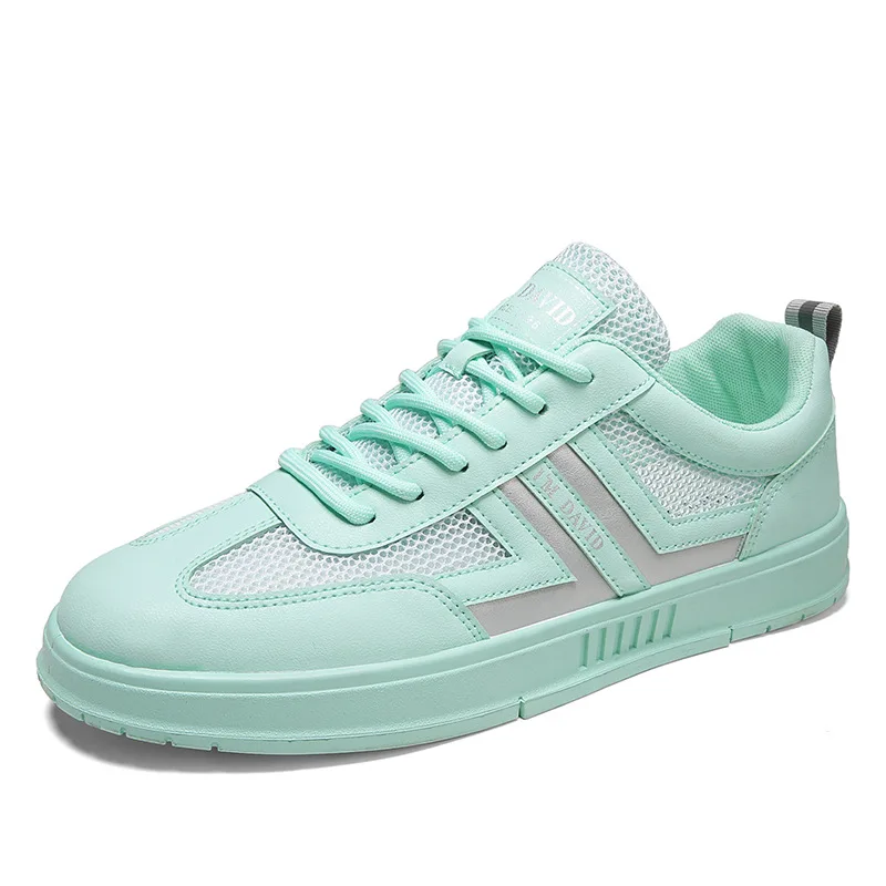 

Новинка весна-осень 2021, повседневная мужская обувь, кожаные сшитые сетчатые повседневные кроссовки, Молодежная Спортивная Белая обувь, под...