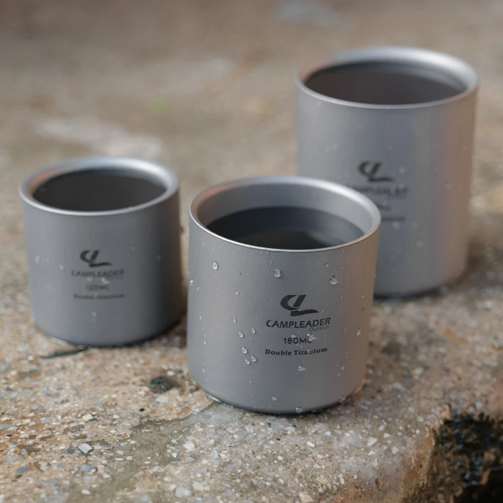 

3Pcs Double Wall Titanium Water Cup Set 120/180/300ml Coffee Tea Cup Mug Outdoor Portable Camping Equipment