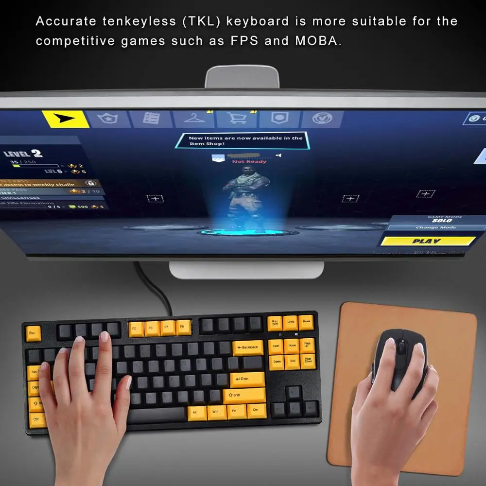 Механическая игровая клавиатура GANSS 87 клавиш USB Проводная для настольного ПК