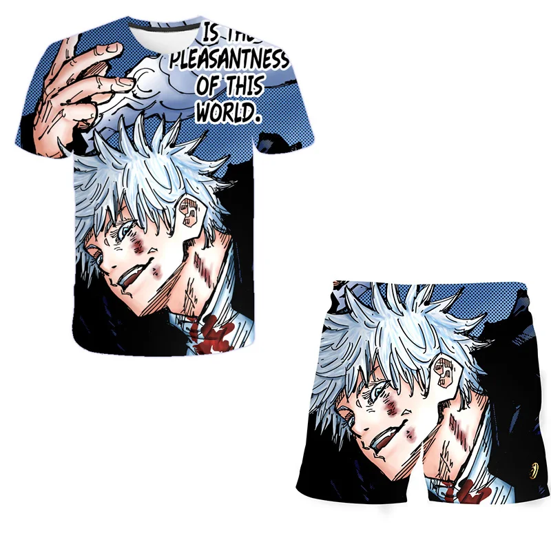 

FACOTRY DIRECT Selling Japanese Cartoo Suits Summer 3D Printing Polyester Sets Teens Jujutsu Kaise Shorts Mhildren's Clothing