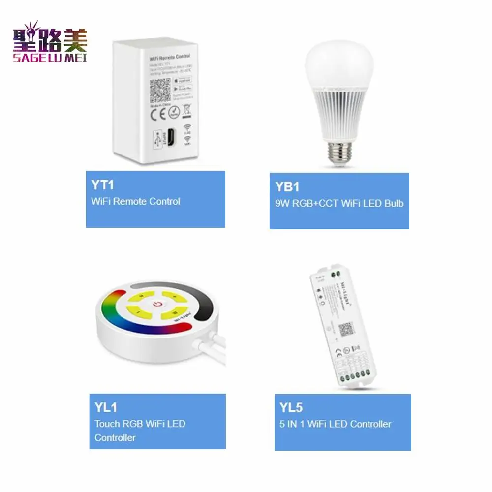YB1 9 Вт RGB + CCT светодиодный лампы YT1 Wi-Fi пульт для Управление YL1 сенсорный WiFi YL5 5 в 1