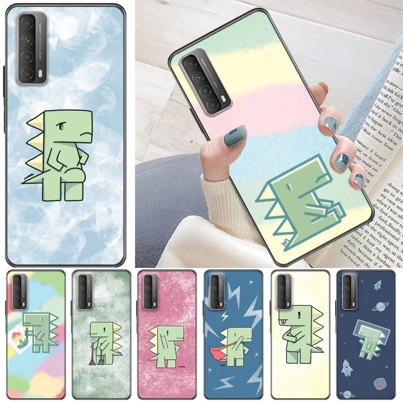 

Cute Flowers Couples Dinosaur Funny Color Painting Phone Case For Huawei P Smart Z 2019 2021 Coque Cases Carcasa Back Cover