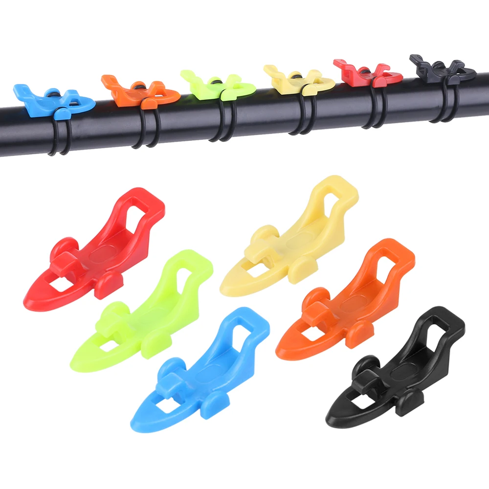 

6 Sets Mixed Color Fishing Hook Keeper Lure Bait Holder with 3 Rubber Rings for Fishing Rod Fishing Gear Fixed Bait Accessory