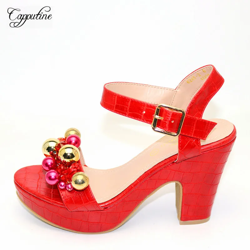 

Роскошные свадебные/вечерние босоножки красного цвета; красивые женские туфли-лодочки; каблук 245-1; высота каблука 10,5 см; 5 видов цветов