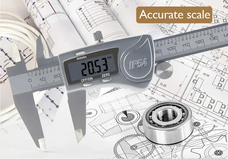 

IP54 Electronic Digital Vernier Caliper Waterproof Pachometer Gauge Micrometer Measuring Instrument Ruler Scale Woodworking Tool