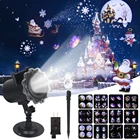 Рождественский лазерный проектор с эффектом анимации, IP65, внутреннийнаружный проектор на Хэллоуин, 12 шаблонов, лазерный светильник со снежинкамиснеговиками