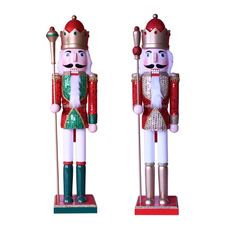

2022 New Nutcracker Ornament Walnut Soldier Sequins King Puppet Wooden Figures Christmas Decoration Kids Holiday New Year Gift