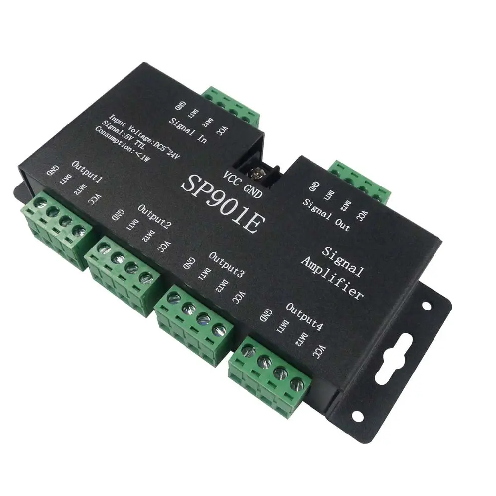 Усилитель сигнала Светодиодный 901E LED Pixel WS2812B WS2811 SPI ретранслятор для WS2813 SK6812 WS2815