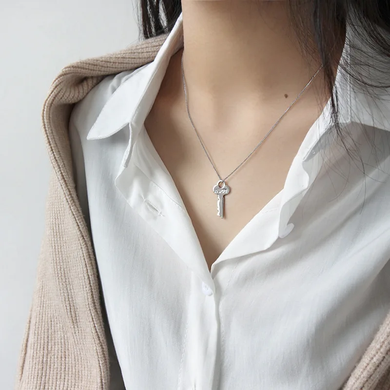 

New arrival fashion key design 925 sterling silver female ladies`pendant necklaces birthday gift wholesale