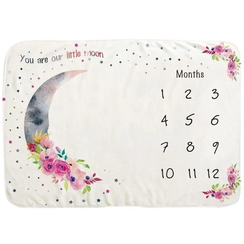 

Baby Monthly Record Growth Milestone Blanket Newborn Photography Props Child Photo Creative Moon Flower Background Cloth
