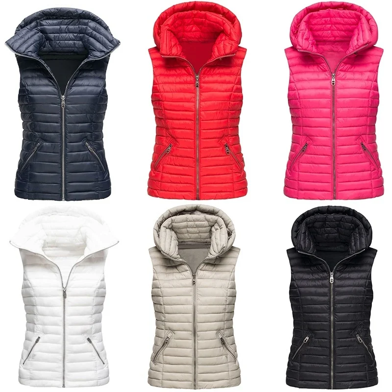 

ZOGAA Women Winter Thick Slim Sleeveless Vest Hooded Jackets Waistcoat Top Warm Coat Puffer Jackets Daily Chic Female Clothing