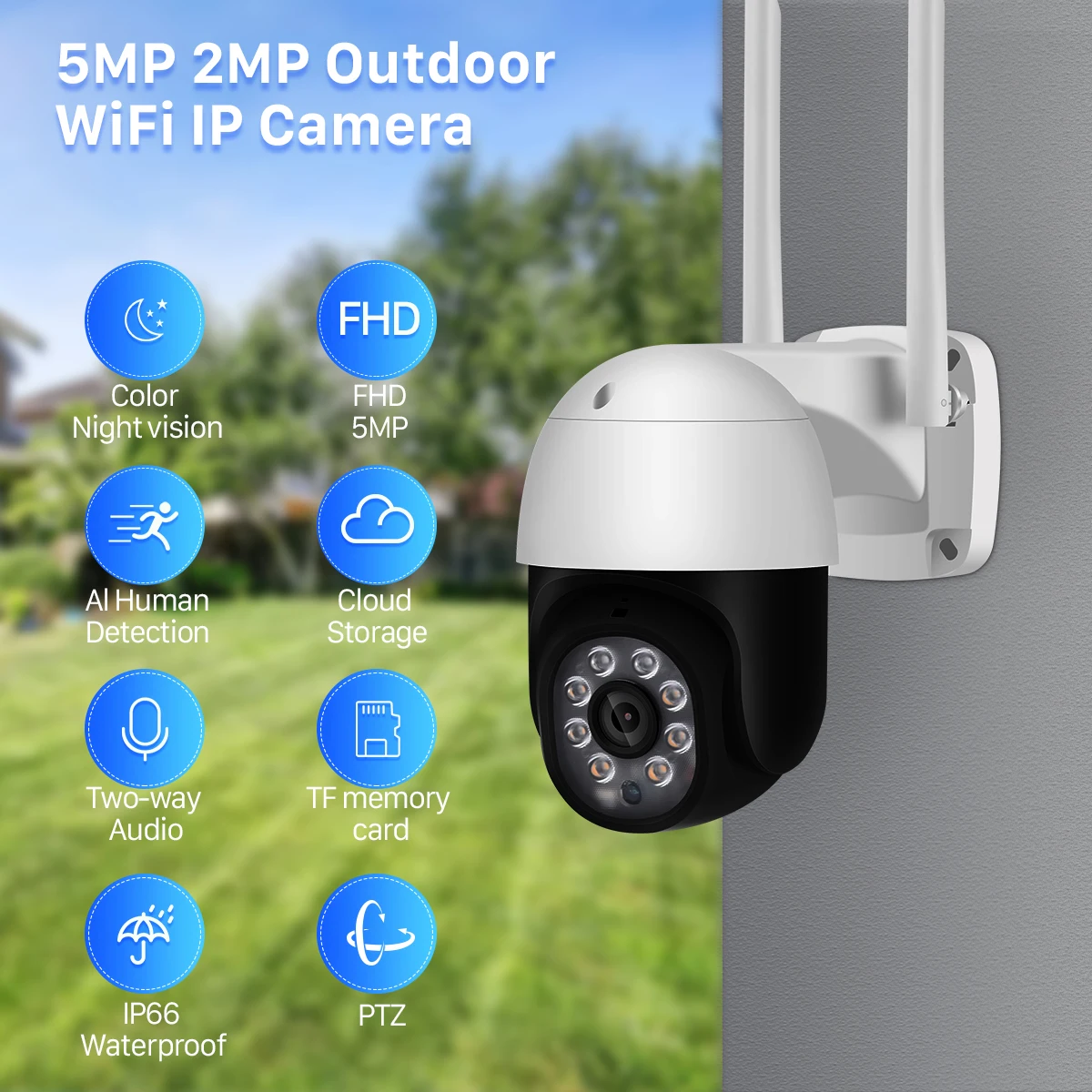 

5MP 3MPWIFI IP Camera Outdoor 1080P 4X Digital Zoom Wireless Security CCTV Camera Two Way Audio Cloud CCTV Surveillance Onvif