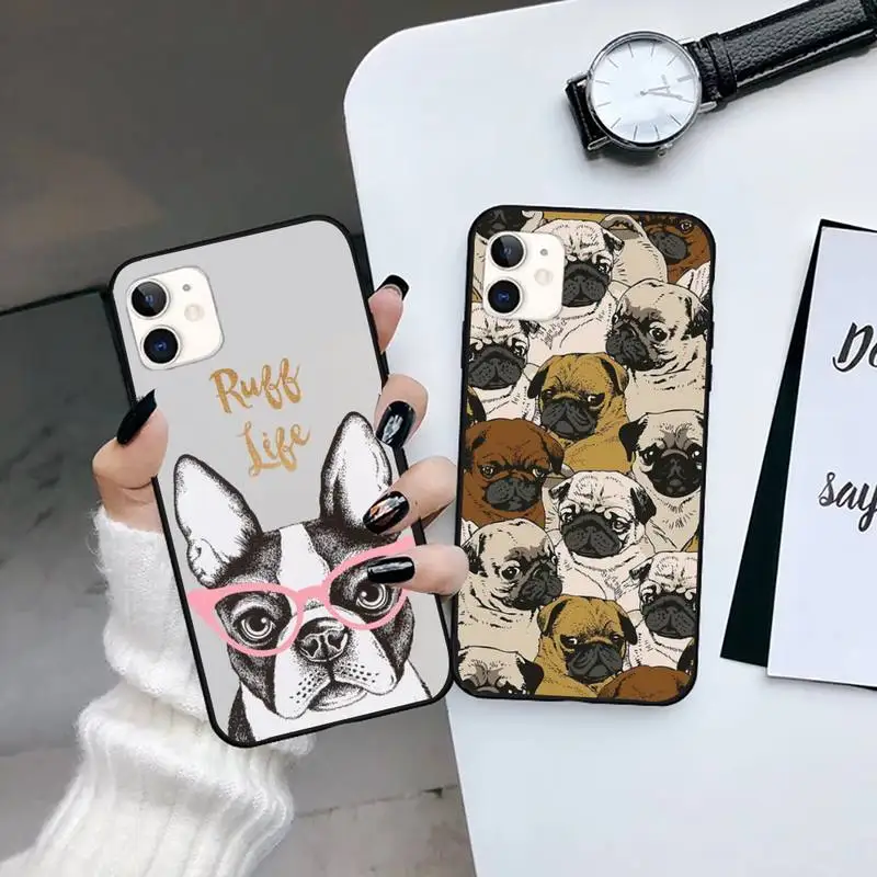 

Frenchies Pretty puppy Pug Bulldog Novelty Phone Case for iPhone 7 8 11 12 Pro X XS XR Samsung A S 6 7 9plus 10plus 21s 71