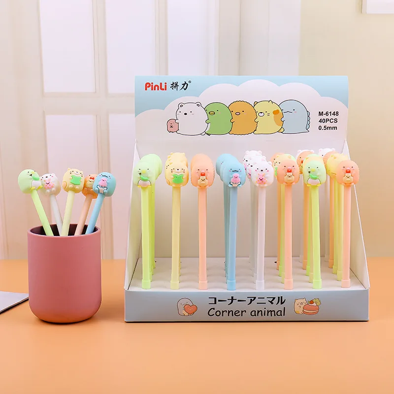 

40 шт./лот мультяшная гелевая ручка Sumikko Gurashi Милая 0,5 мм черная чернильная авторучка для подписи Канцтовары для школы и офиса рекламный подар...