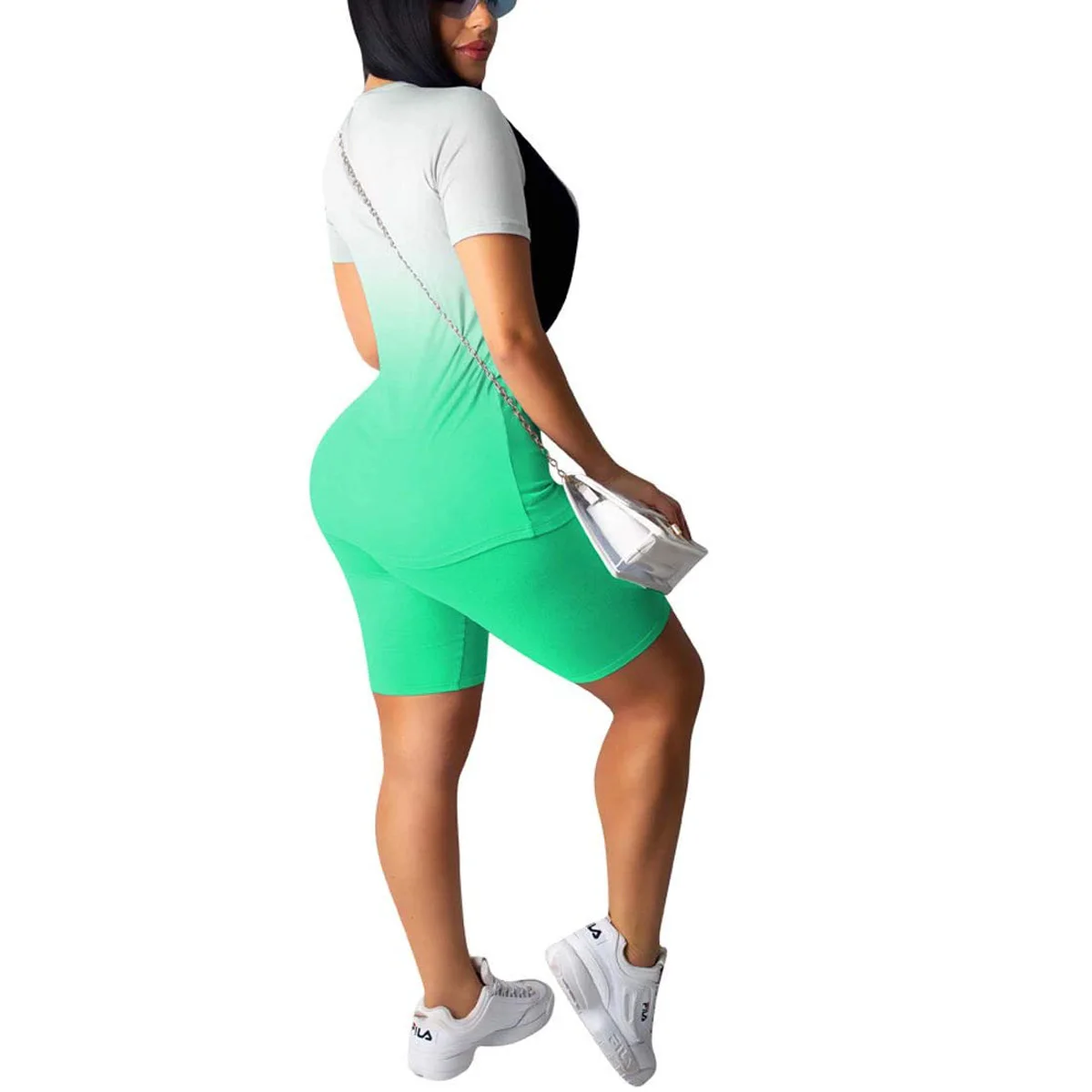 

Women Sports Suit Neon Top Short Pants Sportswear Tracksuit Fashion Summer Outfit Ladies Casual 2 Piece Set