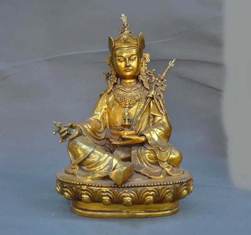 

Свадебное украшение, старое тибетское буддистское бронзовое позолоченное сиденье, статуя падмасамбхава Будда