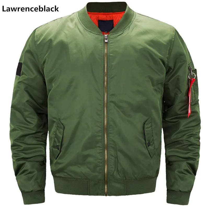 Мужская куртка бомбер пилот повседневная однотонная зеленая на молнии