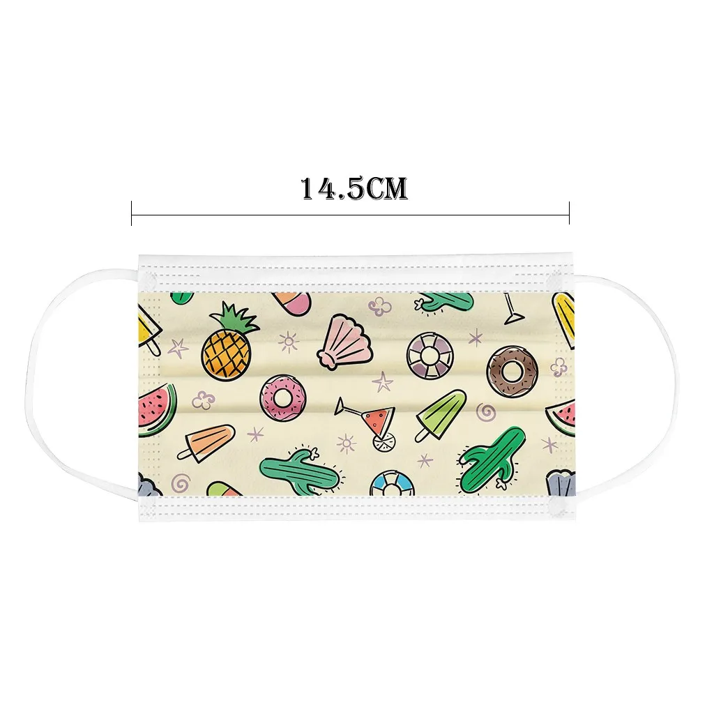 

50pc Lovely Print Children's Mask Disposable Face Masks Anti Pollution Dust Mouth 3-layer Hygiene Breathing Mscara Mascarillas