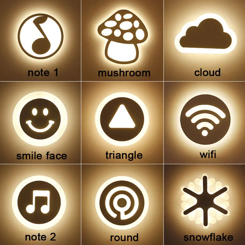 

Moder Children Wall Lamp LED Mushroom Smile Face Snowflake Cartoon Wall Lights for Home LED Acrylic Wall Sconce for Kid Bedroom