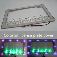 1 pcs universal motorcycle abs 12v 3w led license plate frame cover motorbike multicolor flash decorative cover trim accessories