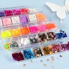 Набор голографических блесток для ногтей, бабочки, цветы, 4 шт., 5 мм, аксессуары для ногтей RK390098