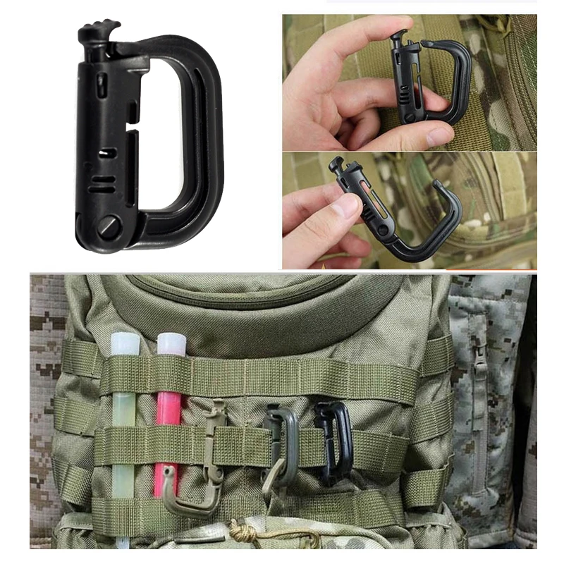 Пластиковый Карабин с D-образным кольцом зажим Molle для рюкзака пряжка