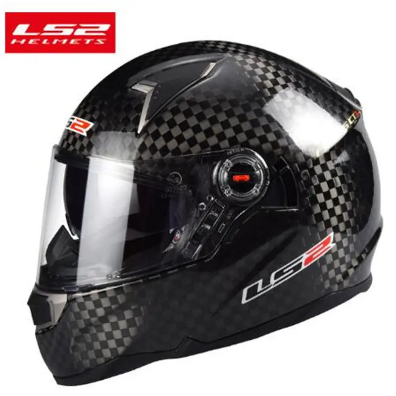 LS2 FF396 из углеродистого волокна с полным покрытием уход за кожей лица moto rcycle шлем мужские гонки moto Casco capacete ls2 шлем с двойным объективом ECE Сертификация - Цвет: Gloss Black