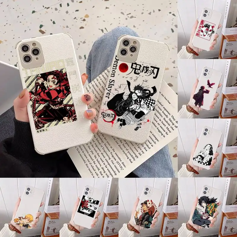 

Demon Slayer Phone Case Lambskin Leather For iphone 12 11 8 7 6 XR X XS PLUS MINI PLUS PRO MAX Shockproof