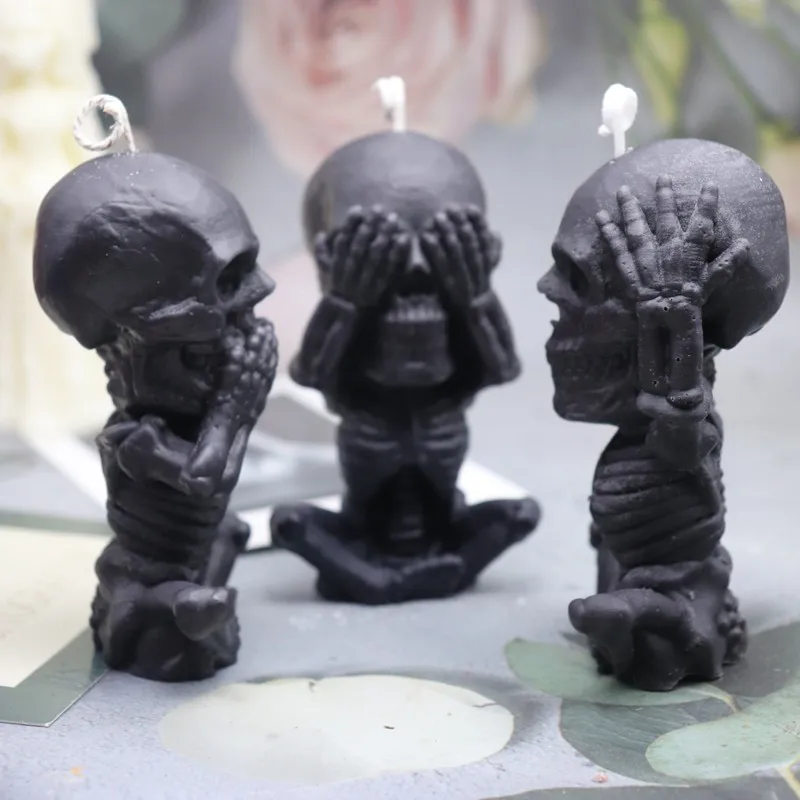 

New Skull Candle Silicone Mold Creative DIY Crafts Making Tools Home Decoration Ghost Hand Rose Plaster Mold