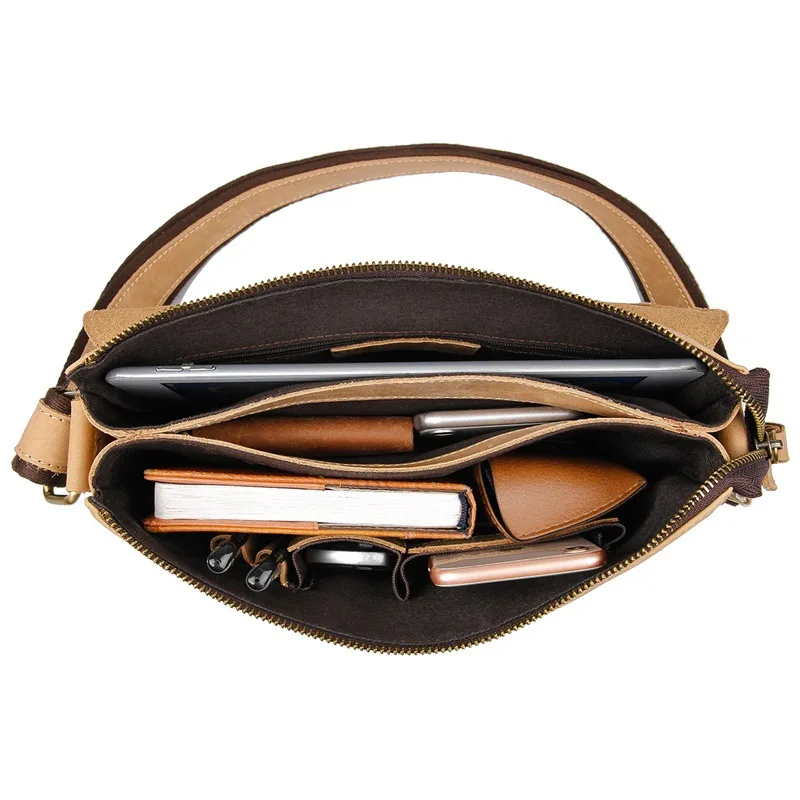 

THREEPEAS Vintage Men's Genuine Leather Travel Bags Saddlebags Crazy Horse Leather Flap Men's Shoulder Messenger Bag
