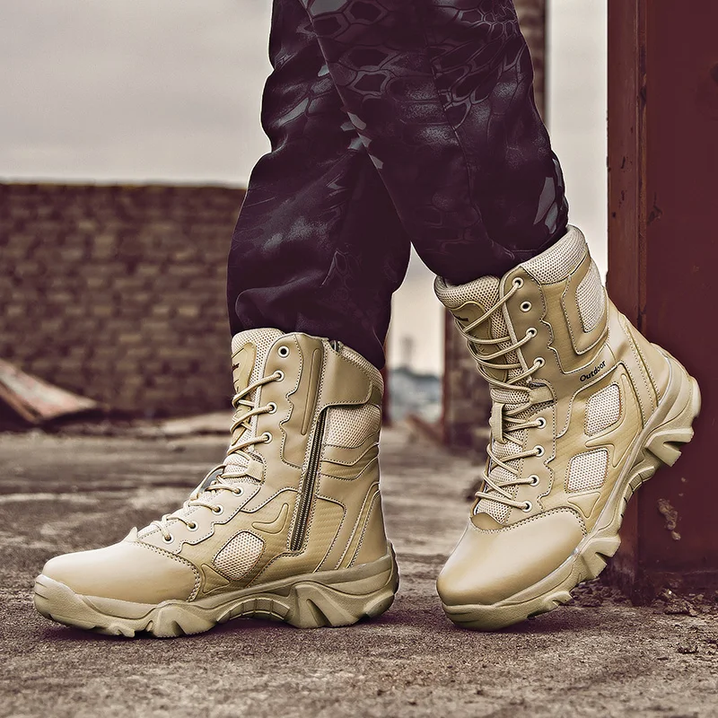 

Профессиональные походные мужские военные ботинки спецназ тактические пустынные боевые ботинки до щиколотки армейские рабочие ботинки ко...