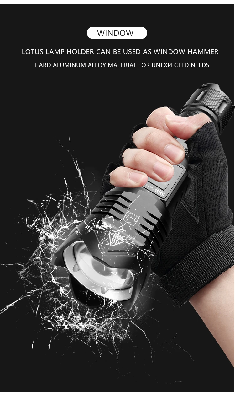 

Camping Powerful Tactical Self Defense Flashlight 100000 Lumens 18650 26650 Rechargeable Flashlights And Portable Lighting