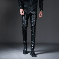 mens zipper leather pants winter windproof warmth slim feet mens pants streetwear hip hop ropa de hombre 2020 trousers men
