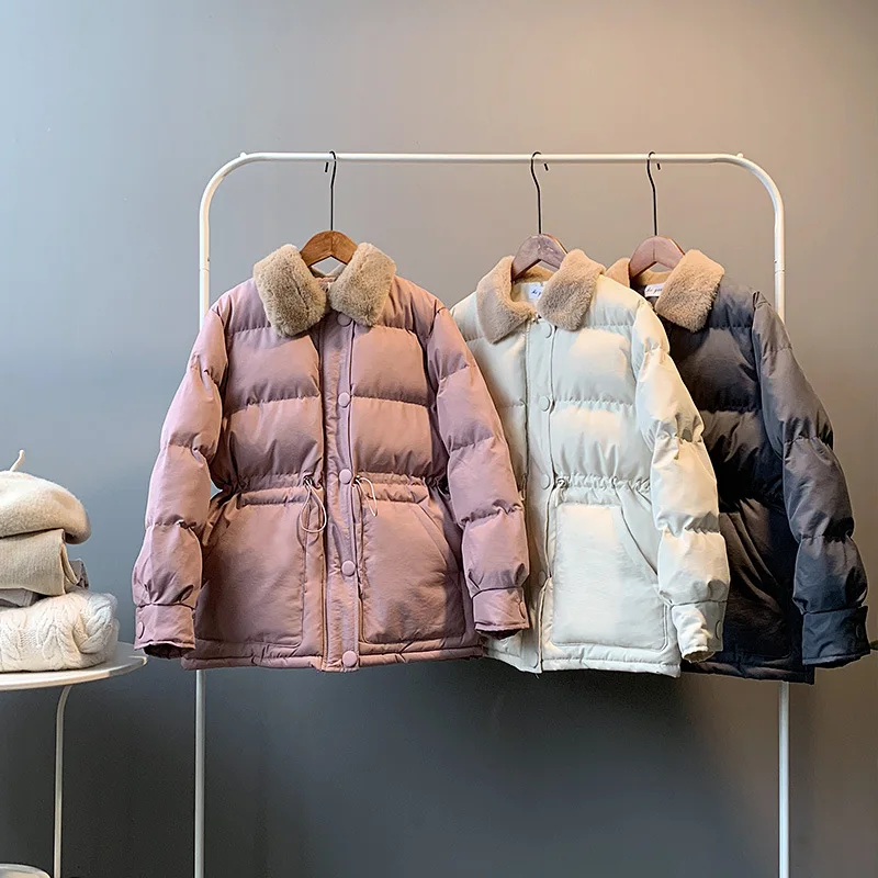 

FAKUNTN waist to keep warm winter cotton-padded clothes female brim show thin coat collars cotton-padded jacket