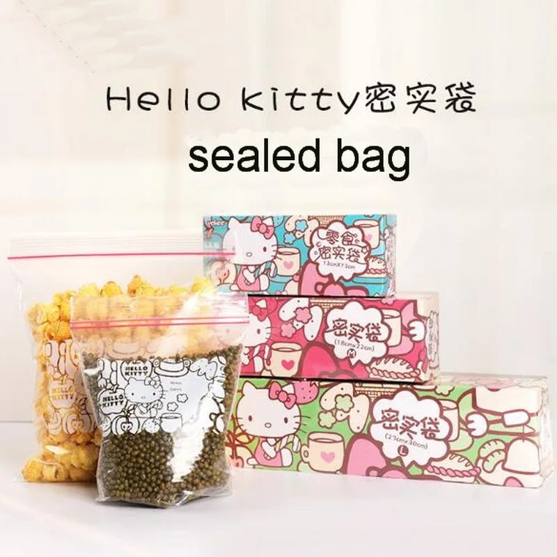 

Прямоугольная Компактная сумка HelloKitty для еды, уплотненная сумка на молнии, маленькая, средняя и большая, свежая, компактная, прозрачная, све...