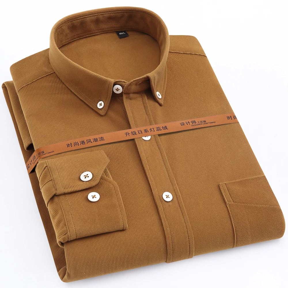 Single Patch Pocket Comfortable Soft Standard-fit Men's Button-down Shirt