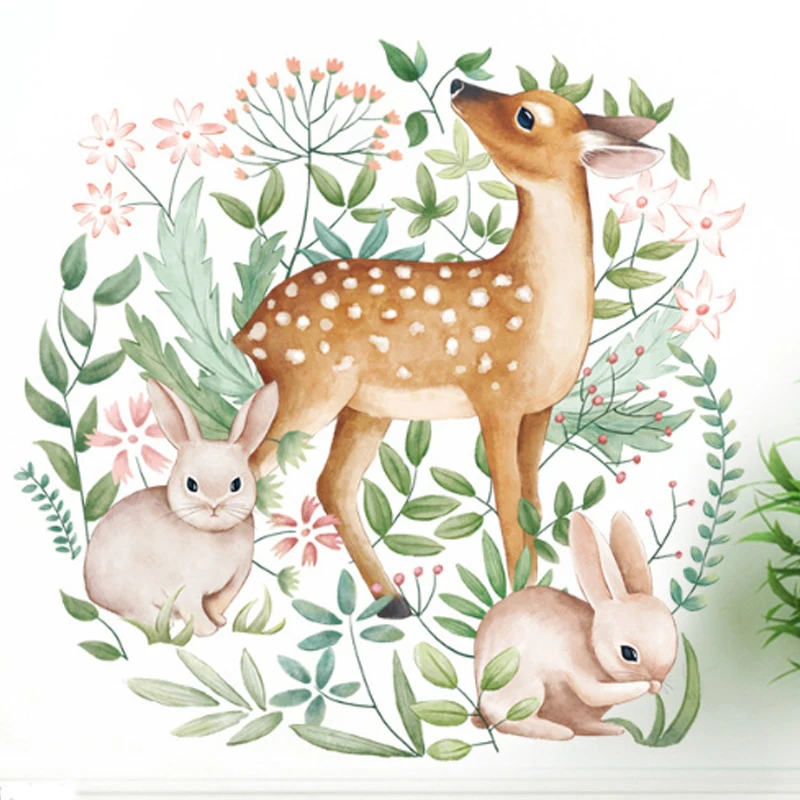 

Nordic Wall Sticker Deer Rabbit Garland Stickers Living Room Wall Decor Bedroom Decor Painting Sticker Room Decor