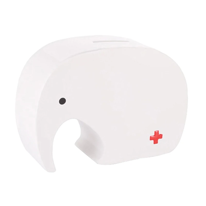 

Stainless Steel Cute Elephant Shaped Coin Bank with Red Cross Cartoon Animal Figurines Souvenir Kids Money Saving Box Wholesale