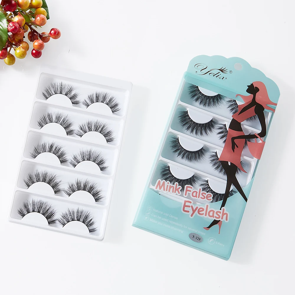 

3D Mink False Eyelash 100% Handmade Reusable Wispy Fake Lash for Makeup Natural and Thick Pack of 5 Pairs/pack-35 pairs