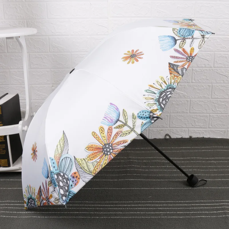 

Виниловый Сверхлегкий зонтик тройного сложения складной зонт принцессы 8k солнце и защита от УФ-лучей зонтик двойного назначения от солнца ...