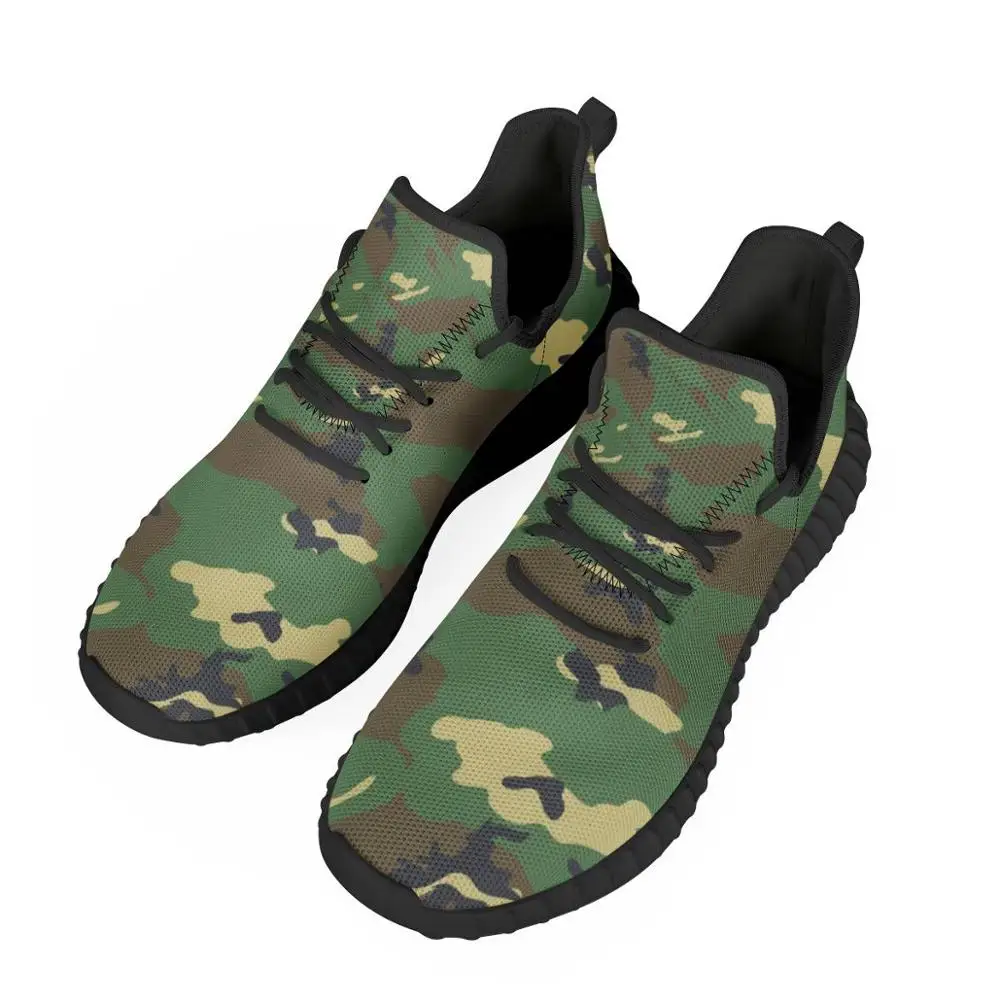 Мужские кроссовки на платформе ArmyGreen камуфляжные из дышащей сетки с логотипом