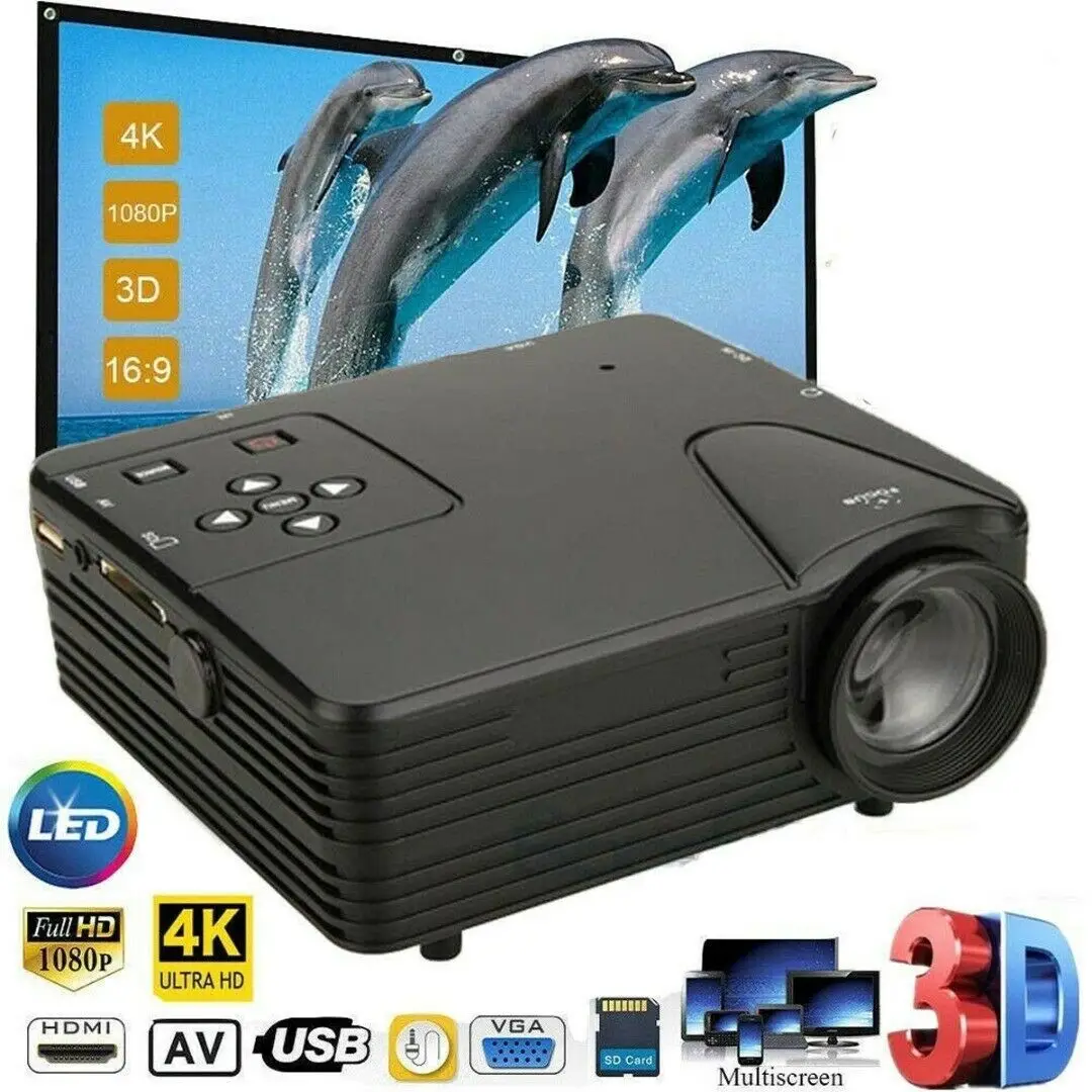 1080P портативный мини светодиодный проектор HD 4K 3D видео домашний кинотеатр