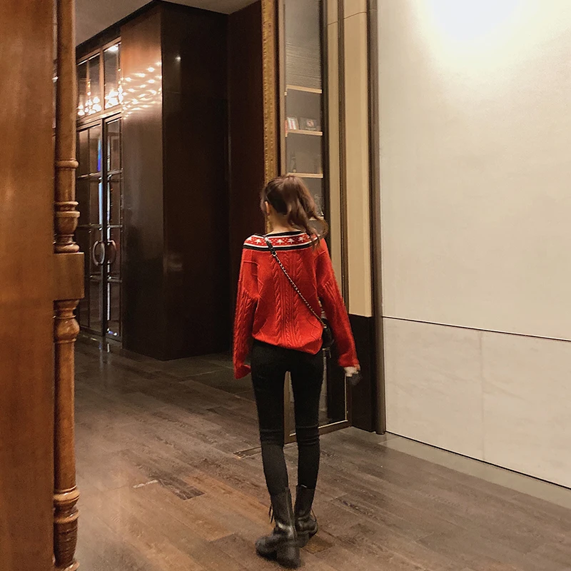MISHOW Women Winter Spring Vneck Festival Style Sweater Causal Long Sleeve Loose Pullover Tops MX19D5744 | Женская одежда