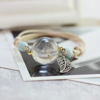 glass ball dandelion specimen bracelet for women lucky flower adjustable handmade woven beads bracelets bangles jewelry gift